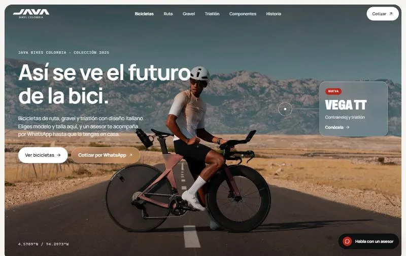 Web de JAVA Bikes Colombia, hecha por Kustoom