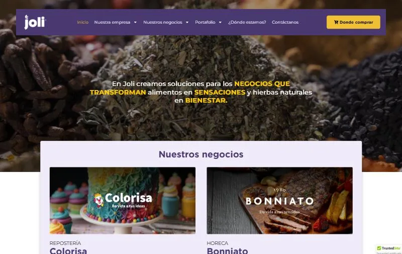 Web de Joli Foods, hecha por Kustoom