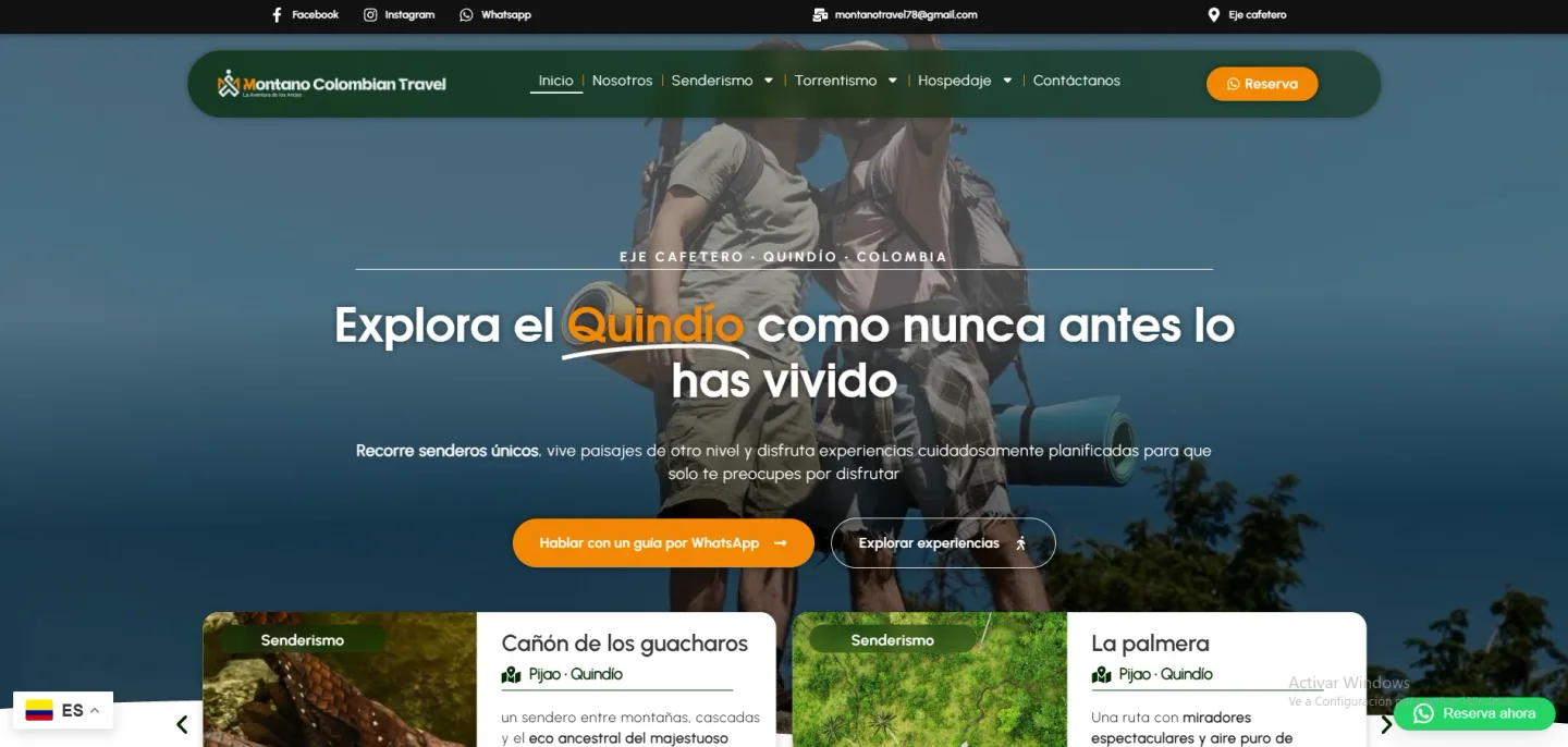 Web de Montano Travel, hecha por Kustoom